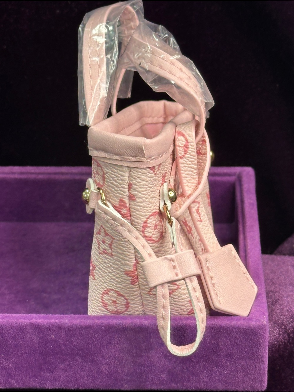 Pink Patterned Mini Tote Handbag - Picture 3 of 5